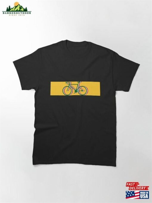 Bicycle And Cycling Silhouette Italian Flag On A Yellow Sun Band T-Shirt Classic