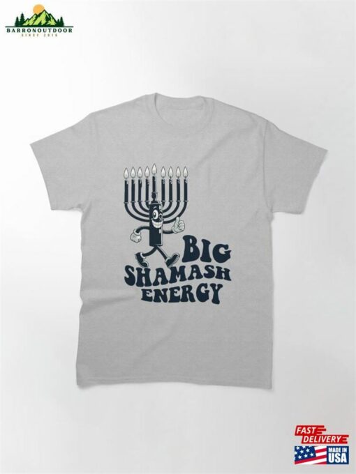 Big Shamash Energy Retro Cartoon Hanukkah Menorah Classic T-Shirt