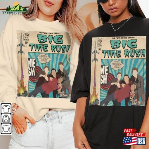 Big Time Rush Comic Shirt 90S Vintage Merch Book Art Boyfriend Btr Album World Tour Concert Ticket 2023 Graphic Tee Gift V2 Classic Sweatshirt