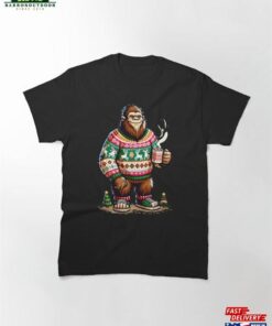 Bigfoot In Christmas Sweater Classic T Shirt 1