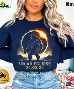 Bigfoot Total Solar Eclipse 2024 Wearing Glasses Shirt Tour Unisex Hoodie 3