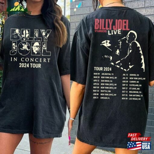 Billy Joel Music Tour 2024 Font Amp Back Shirt Vintage Hoodie Unisex