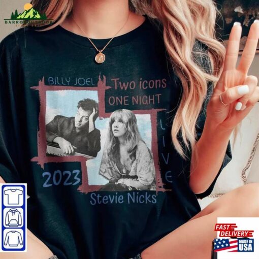 Billy Joel Stevie Nick Two Icons One Night 2023 Unisex Tee Shirt Merch Sweatshirt