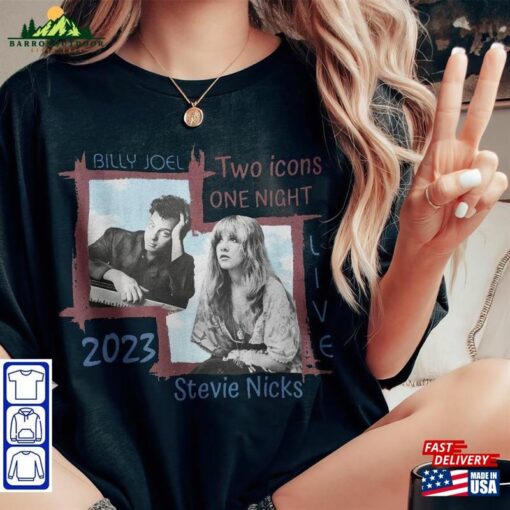 Billy Joel Stevie Nick Two Icons One Night Shirt Sweatshirt Hoodie Classic