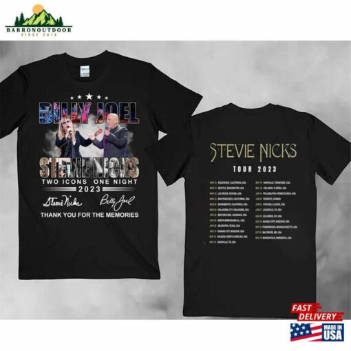 Billy Joel Stevie Nick Two Icons One Night T-Shirt Merch Shirt With Tour Dates Classic Hoodie