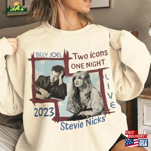 Billy Joel Stevie Nick Two Icons One Night Tshirt Sweatshirt Hoodie T-Shirt