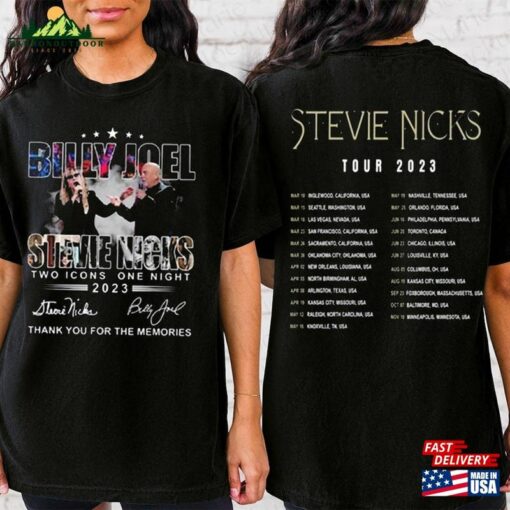 Billy Joel T-Shirt 2023 Stevie Nick Two Icons One Night Shirt Music World Tour Hoodie Classic