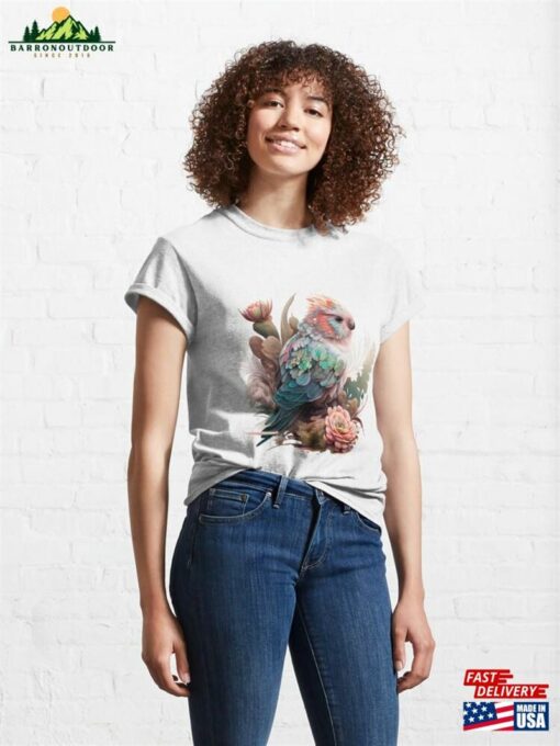 Bird Sitting By Flowers Classic T-Shirt Sweatshirt Hoodie