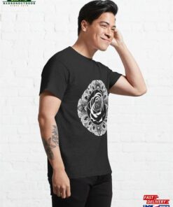 Black And White Rose Design Classic T-Shirt Unisex 3 Black And White Rose Design Classic T Shirt Unisex 4