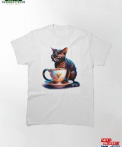 Black Cat And Porcelain Coffee Cup Classic T-Shirt Sweatshirt