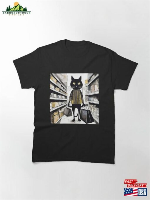 Black Cat Goes Shopping Classic T-Shirt Hoodie