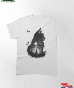 Black Cat Moon And Forest Classic T-Shirt Hoodie Sweatshirt