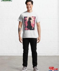 Black Cat Pink Roses Classic T-Shirt Unisex Sweatshirt