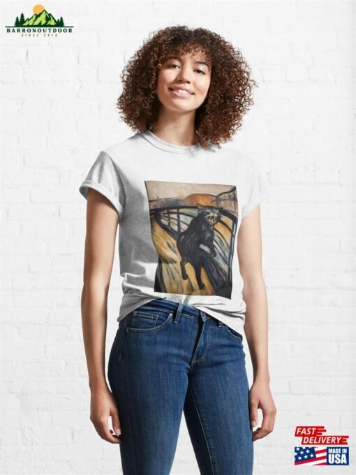 Black Cat Screams On A Bridge Classic T-Shirt Unisex