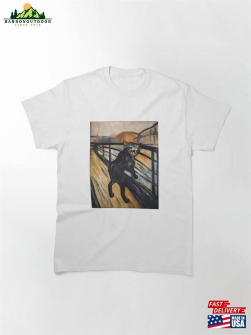 Black Cat Screams On A Bridge Classic T-Shirt Unisex