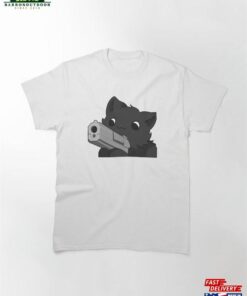 Black Cat With A Gun Classic T-Shirt Unisex Sweatshirt