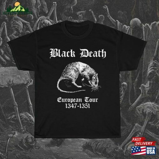 Black Death European Tour T Shirt Funny Morbid Tee Classic Unisex