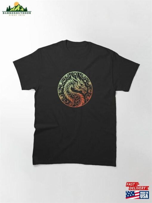 Black Dragon Silhouette Gold And Red Logo Classic T-Shirt Sweatshirt