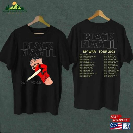 Black Flag Tour 2023 Poster T-Shirt Punk Rock Band Concert Shirt Graphic Hoodie