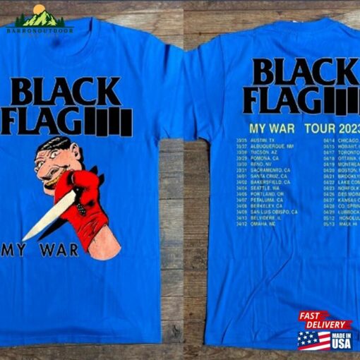 Black Flag Tour 2023 Poster T-Shirt Punk Rock Band Concert Shirt Graphic Hoodie