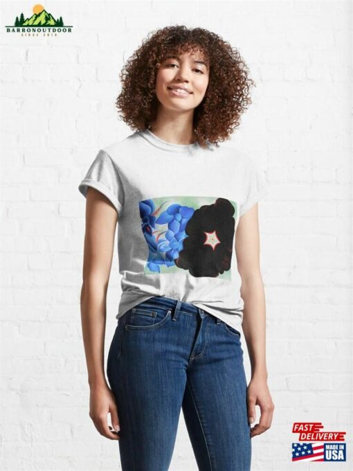 Black Hollyhock Blue Larkspur Classic T-Shirt Unisex