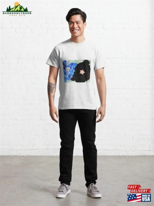 Black Hollyhock Blue Larkspur Classic T-Shirt Unisex