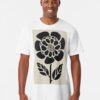 Black Retro Flower Long T-Shirt Classic