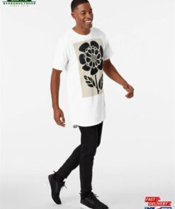 Black Retro Flower Long T-Shirt Classic