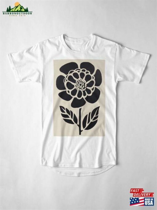 Black Retro Flower Long T-Shirt Classic