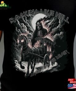 Black Rock T-Shirt Gothic Skeleton Design Concert Tee Unisex