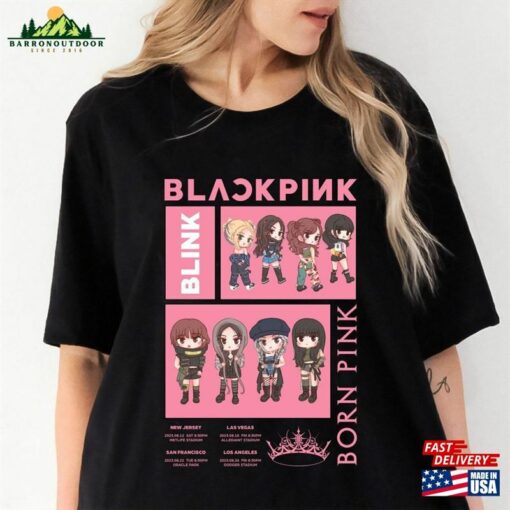 Blackpink Born Pink World Tour Shirt 2023 Chibi Sweatshirt T-Shirt