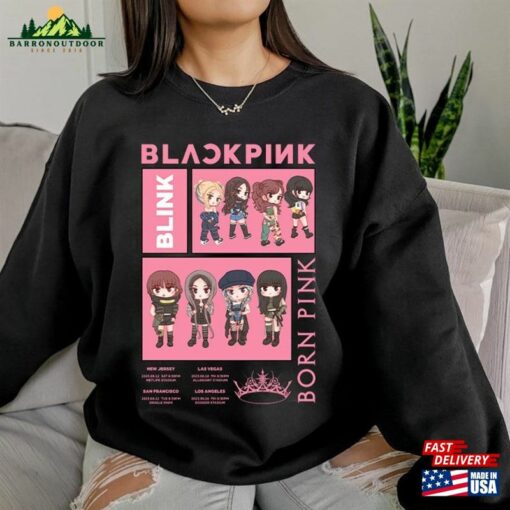 Blackpink Born Pink World Tour Shirt 2023 Chibi Sweatshirt T-Shirt