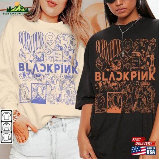 Blackpink Kpop Doodle Art Shirt Vintage Merch Tee Albums Lyrics Tattoo Sweatshirt Classic