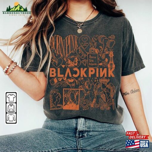 Blackpink Kpop Doodle Art Shirt Vintage Merch Tee Albums Lyrics Tattoo Sweatshirt Classic