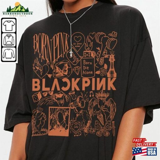 Blackpink Kpop Doodle Art Shirt Vintage Merch Tee Albums Lyrics Tattoo Sweatshirt Classic