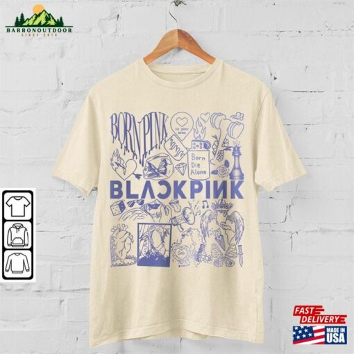 Blackpink Kpop Doodle Art Shirt Vintage Merch Tee Albums Lyrics Tattoo Sweatshirt Classic