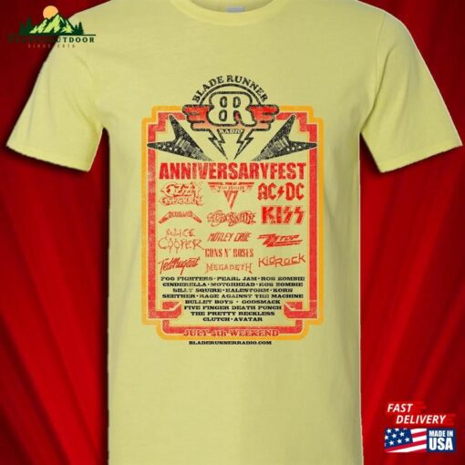 Bladerunner Anniversary T Shirt Rock Radio Station Vintage Style Yellow Classic Unisex