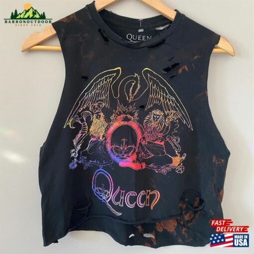 Bleached And Distressed Queen Crop Top Size Small T-Shirt Classic