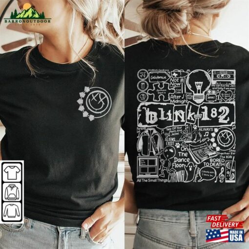 Blink 182 Doodle Art Shirt 2 Side Vintage Merch Album Lyric Sweatshirt Hoodie Classic