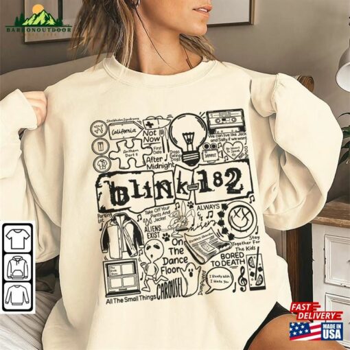 Blink 182 Doodle Art Shirt Vintage Merch Album Lyric Sweatshirt Hoodie Classic