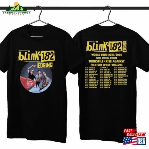 Blink 182 Music Band 2023 T-Shirt World Tour Shirt Gift For Fan Tee Unisex