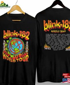 Blink 182 Shirt World Tour 2023 2024 Flames Graphic Band Cotton T-Shirt Merch Hoodie