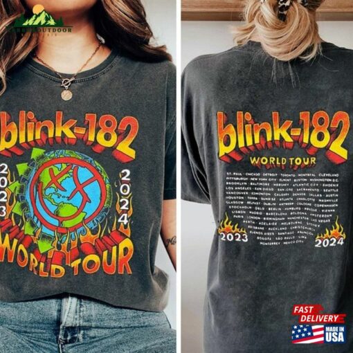 Blink 182 The World Tour 2023 2024 2Sides Shirt Rock N Unisex T-Shirt