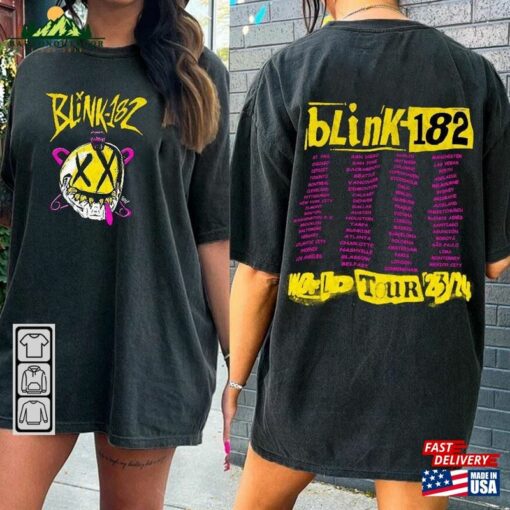 Blink 182 World Tour 2023 2024 Music Shirt 2 Sides 90S Boy Band Vintage Y2k Sweatshirt Hoodie