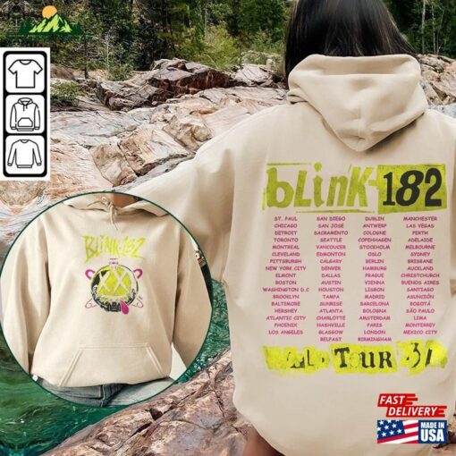 Blink 182 World Tour 2023 2024 Music Shirt 2 Sides 90S Boy Band Vintage Y2k Sweatshirt Hoodie