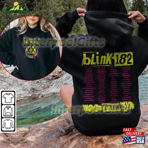 Blink 182 World Tour 2023 2024 Music Shirt 2 Sides 90S Boy Band Vintage Y2k Sweatshirt Hoodie Classic