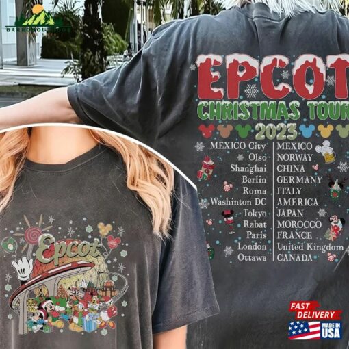 Bm® Disney Epcot Christmas Tour Two Sided Sweatshirt Comfort Colors Shirt Unisex T-Shirt