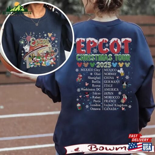 Bm® Disney Epcot Christmas Tour Two Sided Sweatshirt Comfort Colors Shirt Unisex T-Shirt