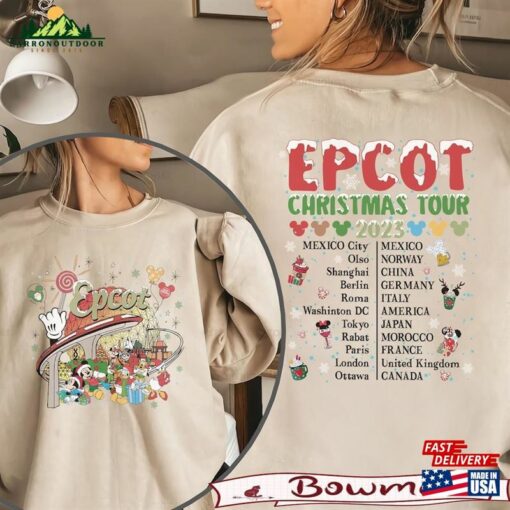 Bm® Disney Epcot Christmas Tour Two Sided Sweatshirt Comfort Colors Shirt Unisex T-Shirt