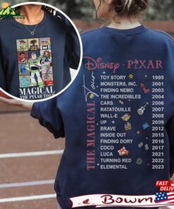 Bm® Vintage Disney Pixar Magical Tour Two Sided Comfort Color Shirt Characters Concert Music Sweatshirt Classic Hoodie